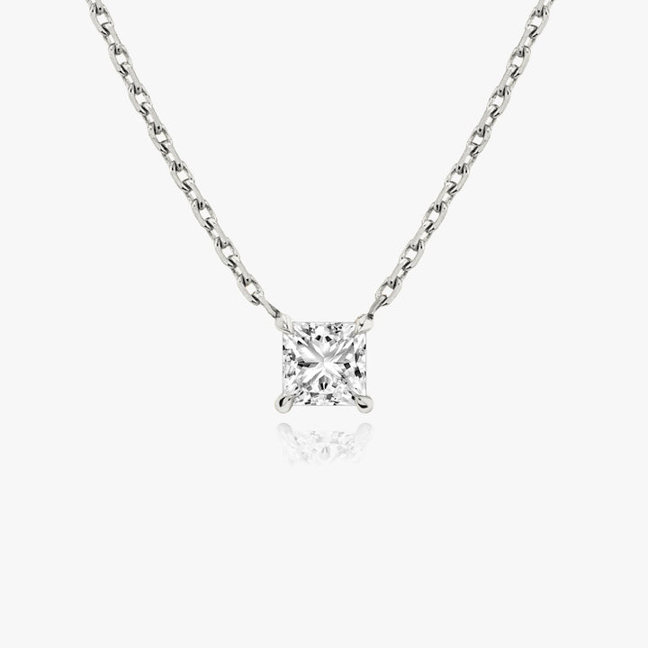 0.25 CT-1.0 CT Princess Solitaire F/VS Lab Grown Diamond Necklace