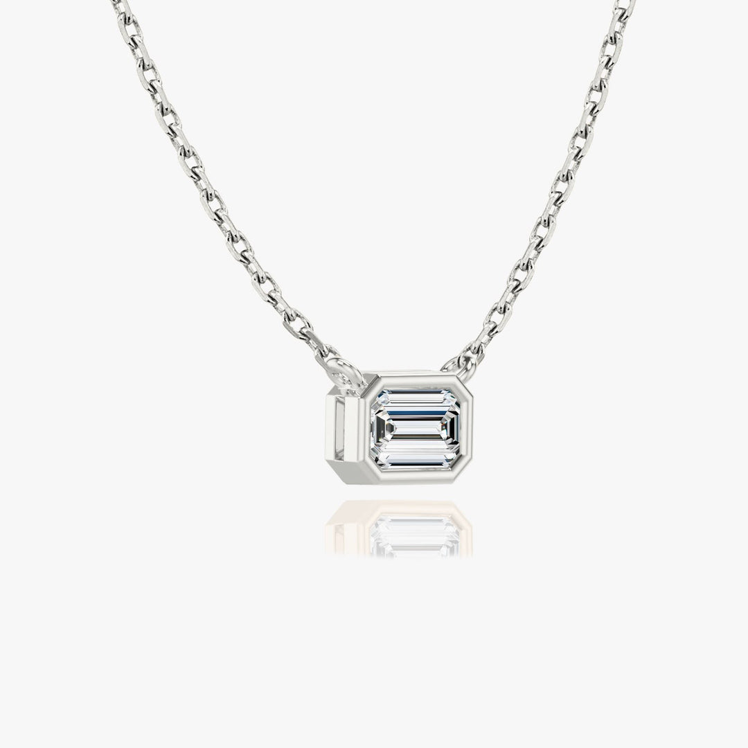 0.25 CT-1.0 CT Emerald Bezel Solitaire F/VS Lab Grown Diamond Necklace