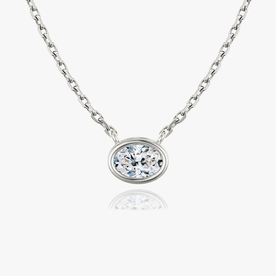 0.25 CT-1.0 CT Oval Bezel Solitaire F/VS Lab Grown Diamond Necklace