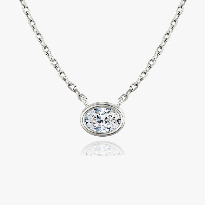 0.25 CT-1.0 CT Oval Bezel Solitaire F/VS Lab Grown Diamond Necklace
