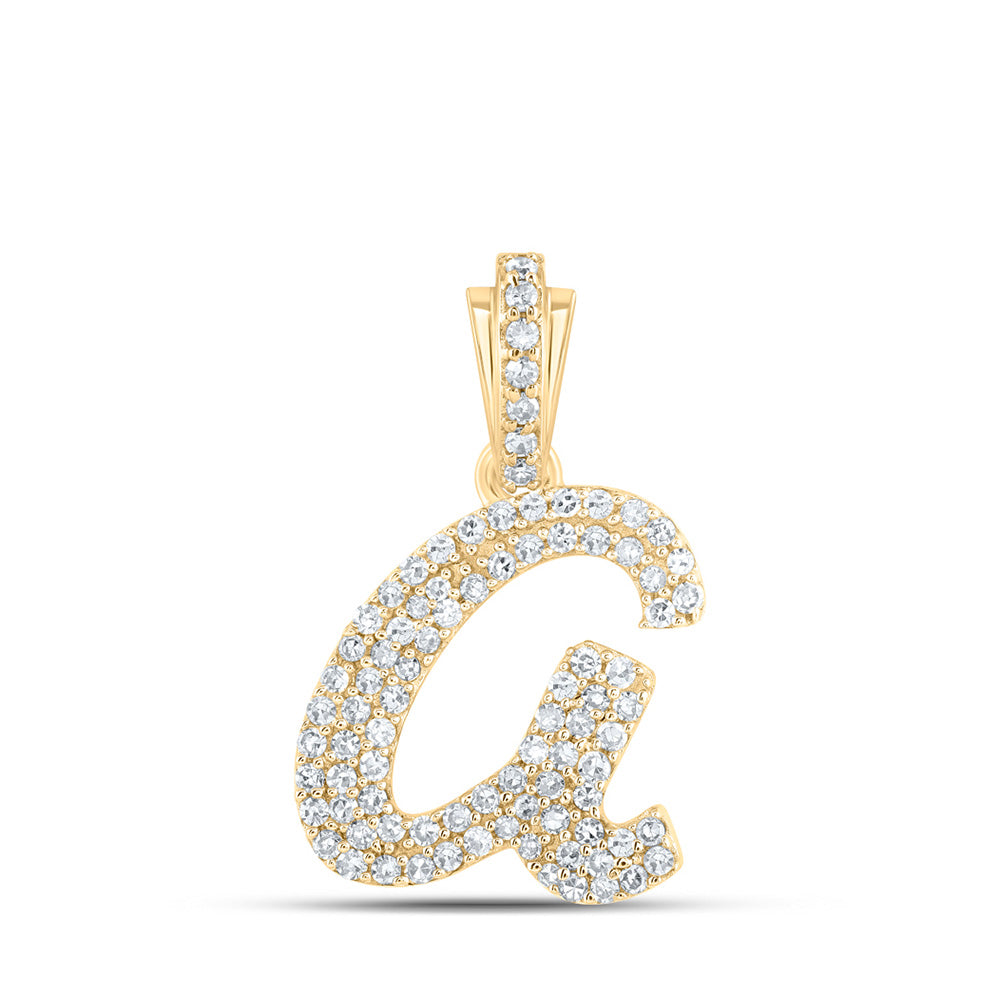 Image: 10K Gold Cursive Initial Letter Pendant with 1/3 Cttw Round Natural Diamond - Exquisite Women's Jewelry