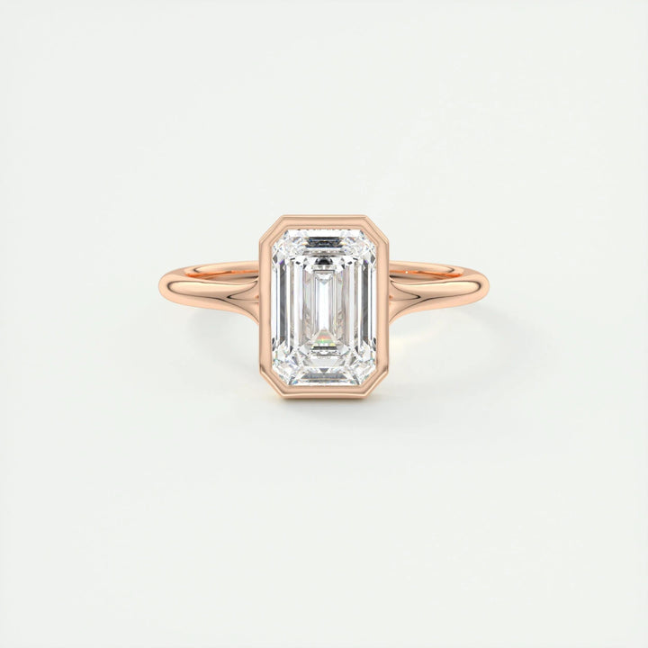 IGI Certified 2ct Emerald-Cut Lab-Grown Diamond Solitaire Engagement Ring in 14K or 18K Solid Gold with F-VS1 Clarity