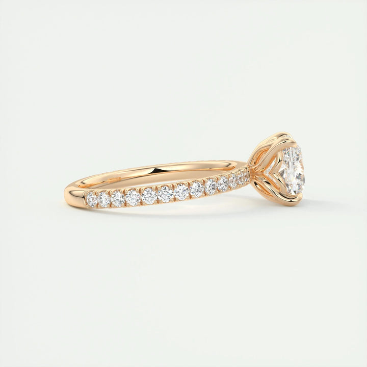 2ct Cushion F- VS1 Diamond Engagement Ring With Pave Setting