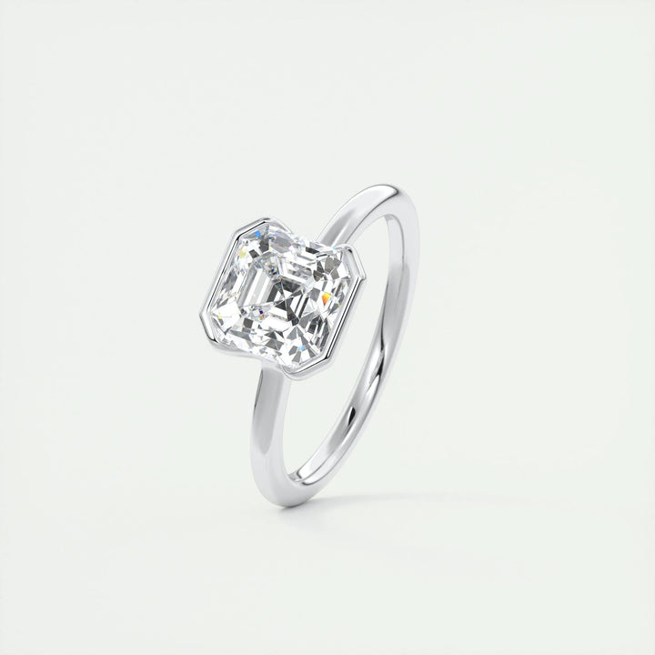 2ct Asscher Shaped F- VS1 Diamond Solitaire Setting Engagement Ring