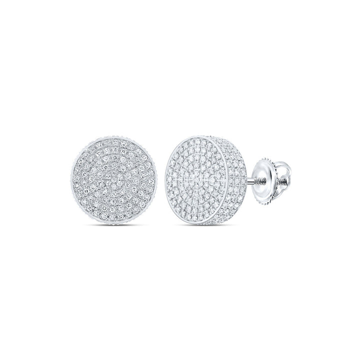 Image: Exquisite 10K Gold 3D Circle Earrings with 7/8 Cttw Round Natural Diamonds for Men - A luxurious pair of men's earrings featuring dazzling round diamonds set in 10K gold.