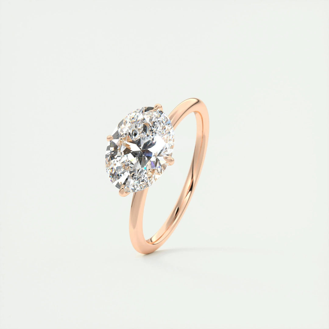 IGI Certified 2-Carat Oval F-VS1 Lab-Grown Diamond Engagement Ring with Hidden Halo Setting in 14K and 18K Solid Gold