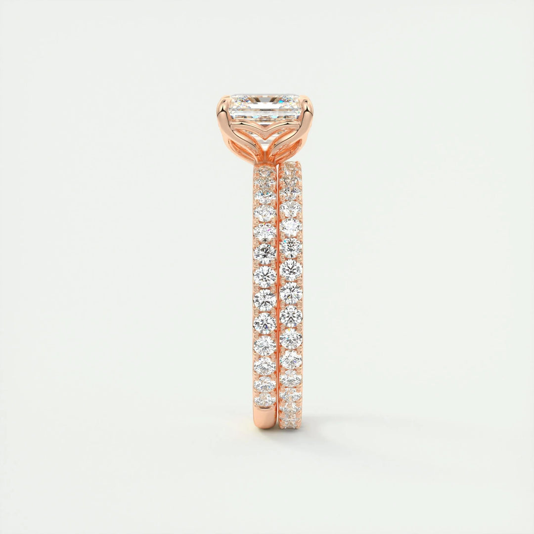 2ct Asscher F- VS1 Diamond Engagement Ring With Pave Setting