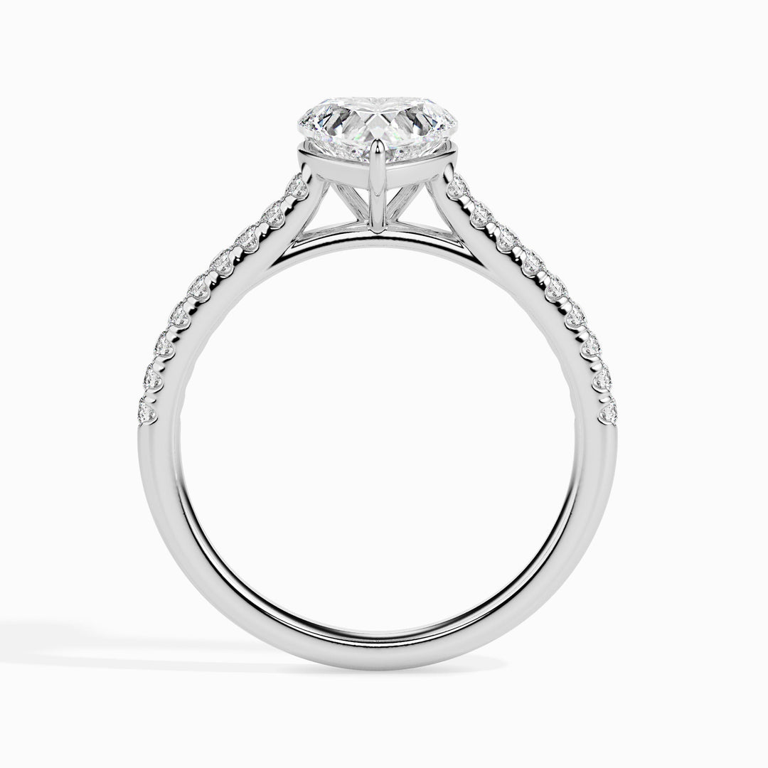 "IGI Certified 1CT F-VS Heart Lab Grown Diamond Pavé Engagement Ring in 14K or 18K Solid Gold"