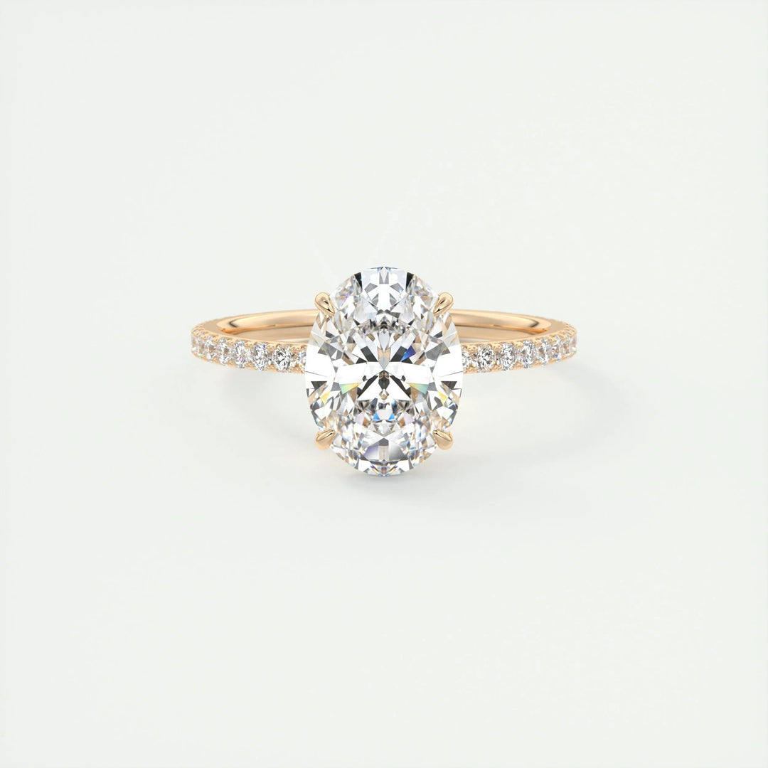 Exquisite 2ct Oval F-VS1 Lab-Grown Diamond Pave Engagement Ring in 14K and 18K Solid Gold - IGI Certified