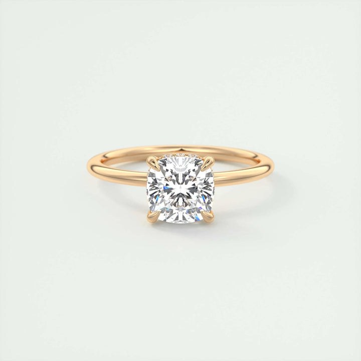 Exquisite 2ct Cushion Cut Lab Grown Diamond Engagement Ring with IGI Certification and Hidden Halo Setting in 14K or 18K Solid Gold