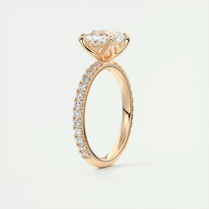 IGI Certified 2ct Cushion F-VS1 Diamond Engagement Ring with Pave Setting in 14kt/18kt Gold