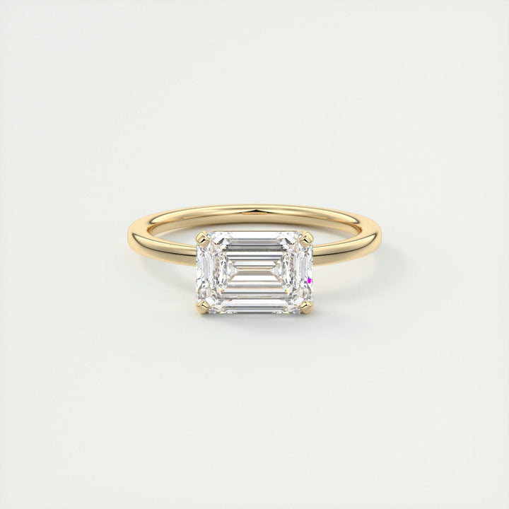 Exquisite 2ct Emerald Cut Lab-Grown Diamond Solitaire Engagement Ring in 14K or 18K Solid Gold, IGI Certified, F Color, VS1 Clarity