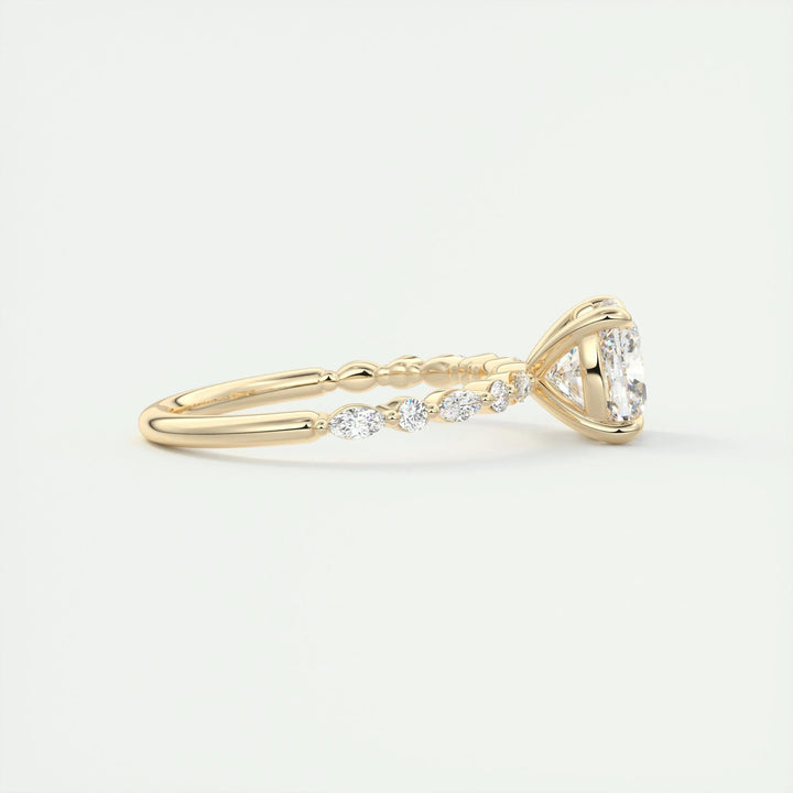 2ct Cushion F- VS1 Diamond Engagement Ring With Pave Setting