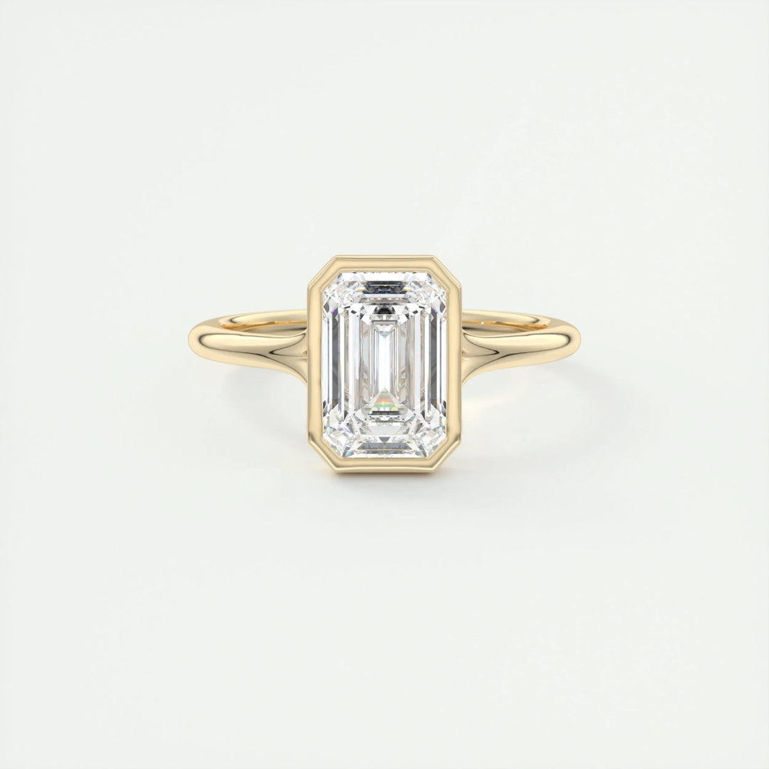 IGI Certified 2ct Emerald-Cut Lab-Grown Diamond Solitaire Engagement Ring in 14K or 18K Solid Gold with F-VS1 Clarity