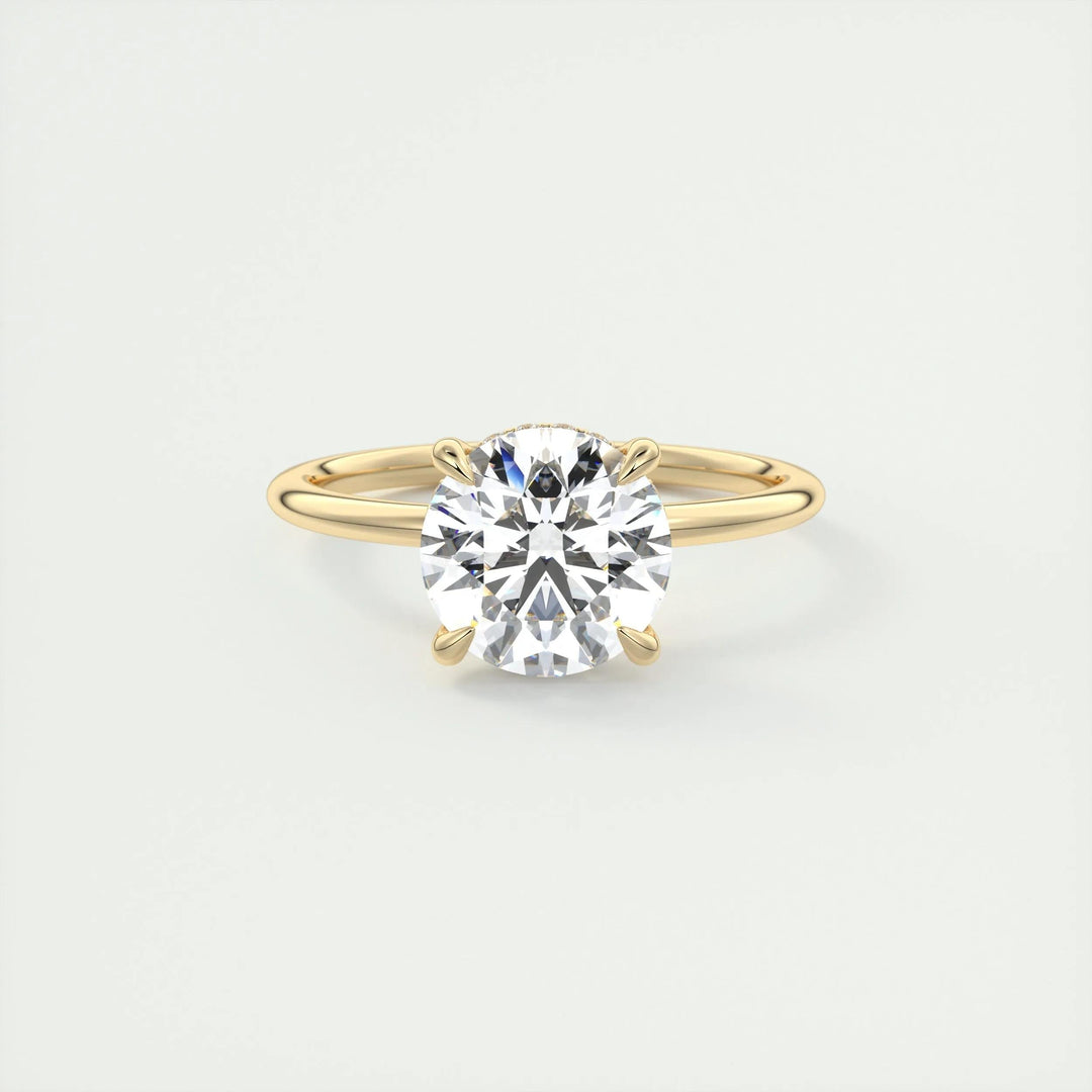 Exquisite 2ct Round Lab-Grown Diamond Engagement Ring with Hidden Halo Design in F Color, VS1 Clarity, IGI Certified, Available in 14K and 18K Solid Gold