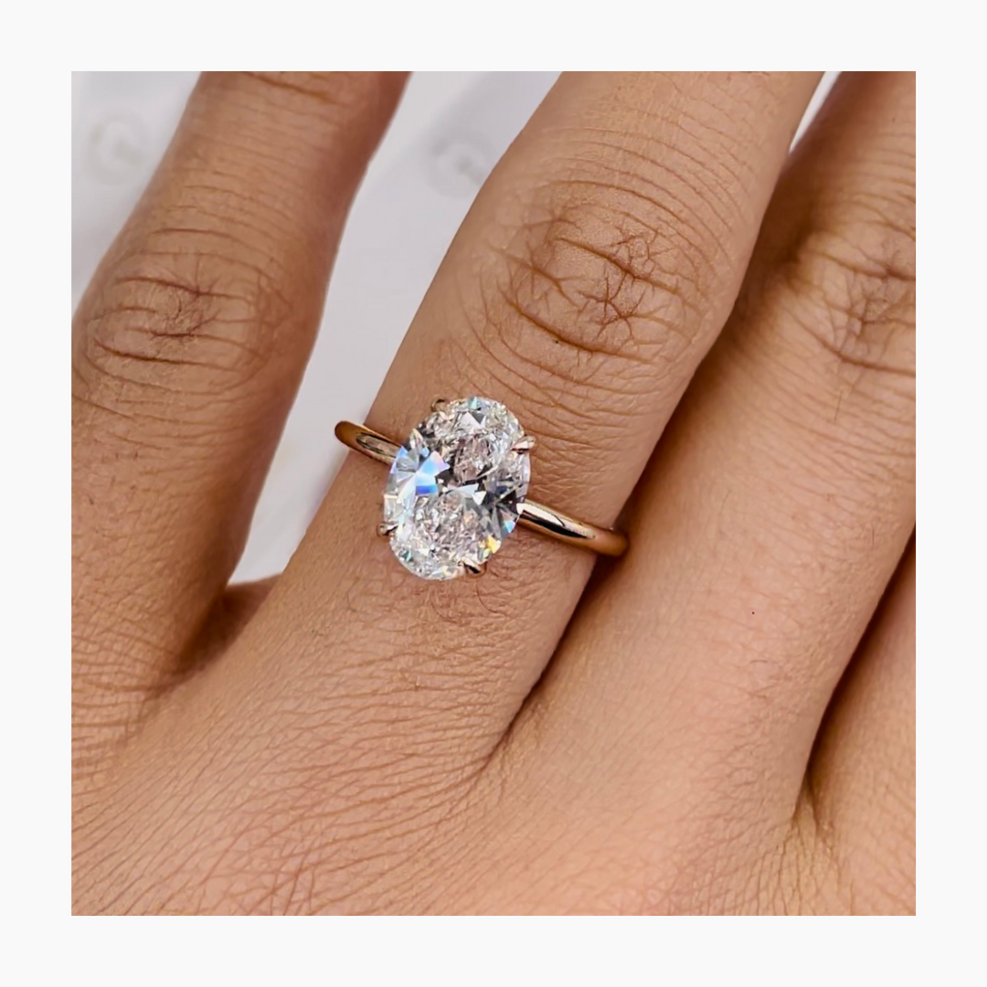 2.5ct Oval G- VS Hidden Halo Diamond Engagement Ring
