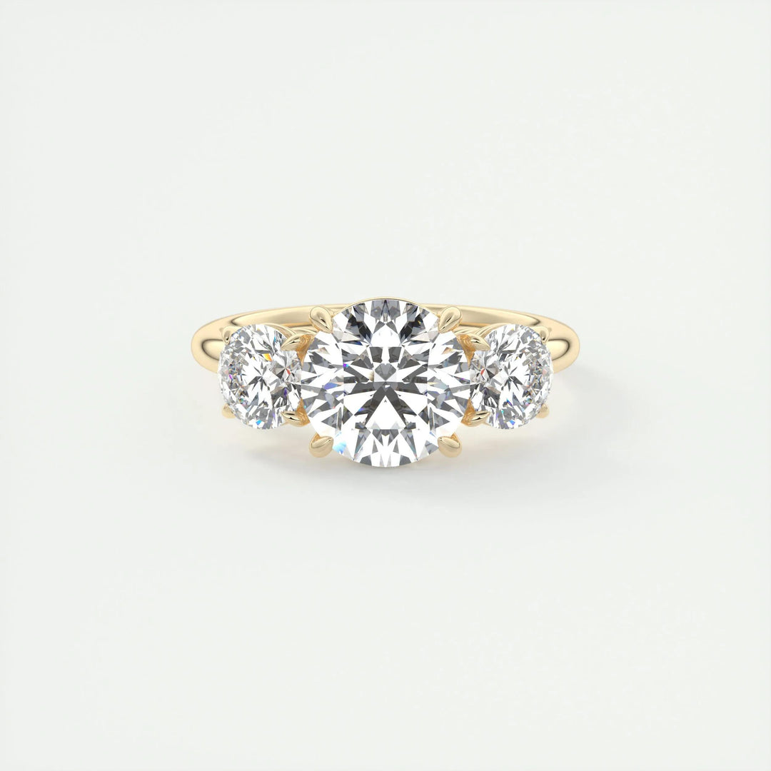 IGI Certified 2ct Round Lab-Grown Diamond Three-Stone Engagement Ring in 14K or 18K Solid Gold
