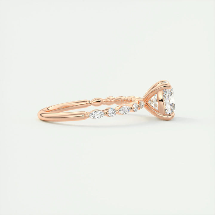 2ct Cushion F- VS1 Diamond Engagement Ring With Pave Setting