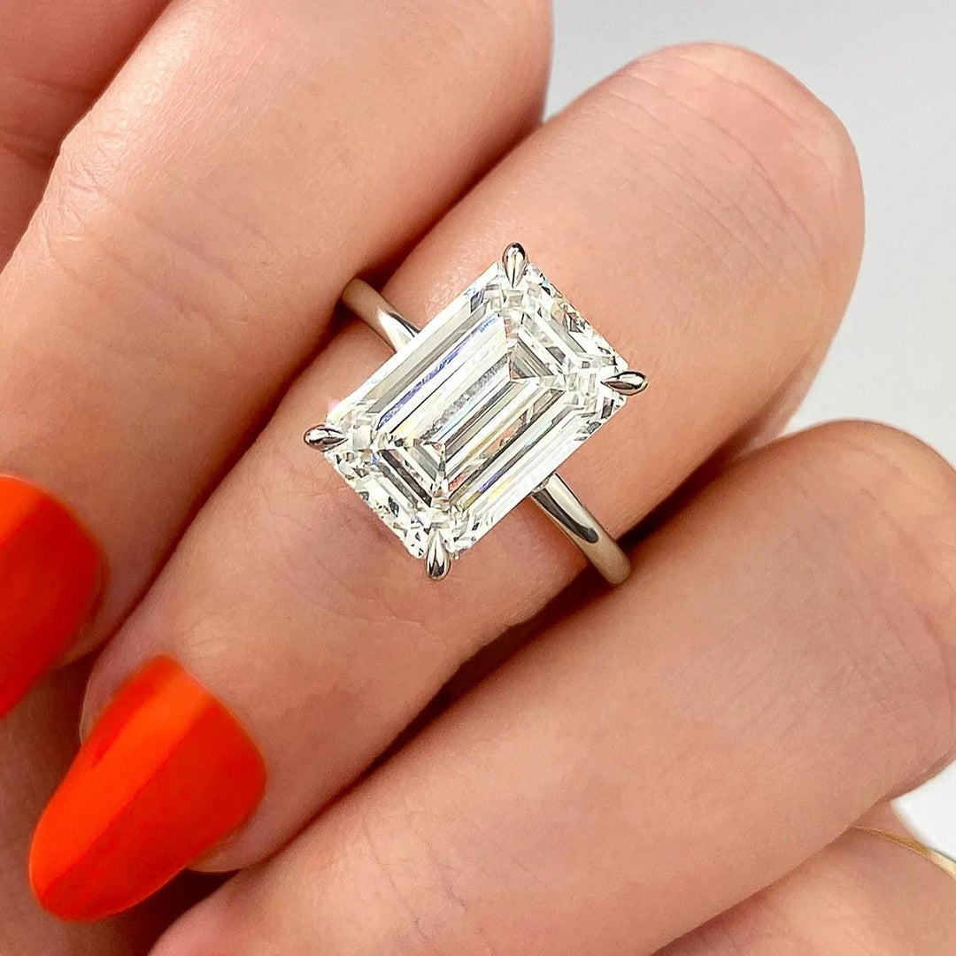 Exquisite 2ct Emerald-Cut Lab-Grown Diamond Solitaire Engagement Ring in 14K or 18K Solid Gold, IGI Certified F Color, VS1 Clarity