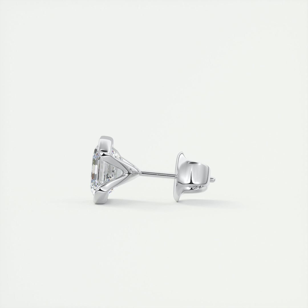 1.0 CT Asscher Half Bezel Solitaire G/VS Lab Grown Diamond Earrings