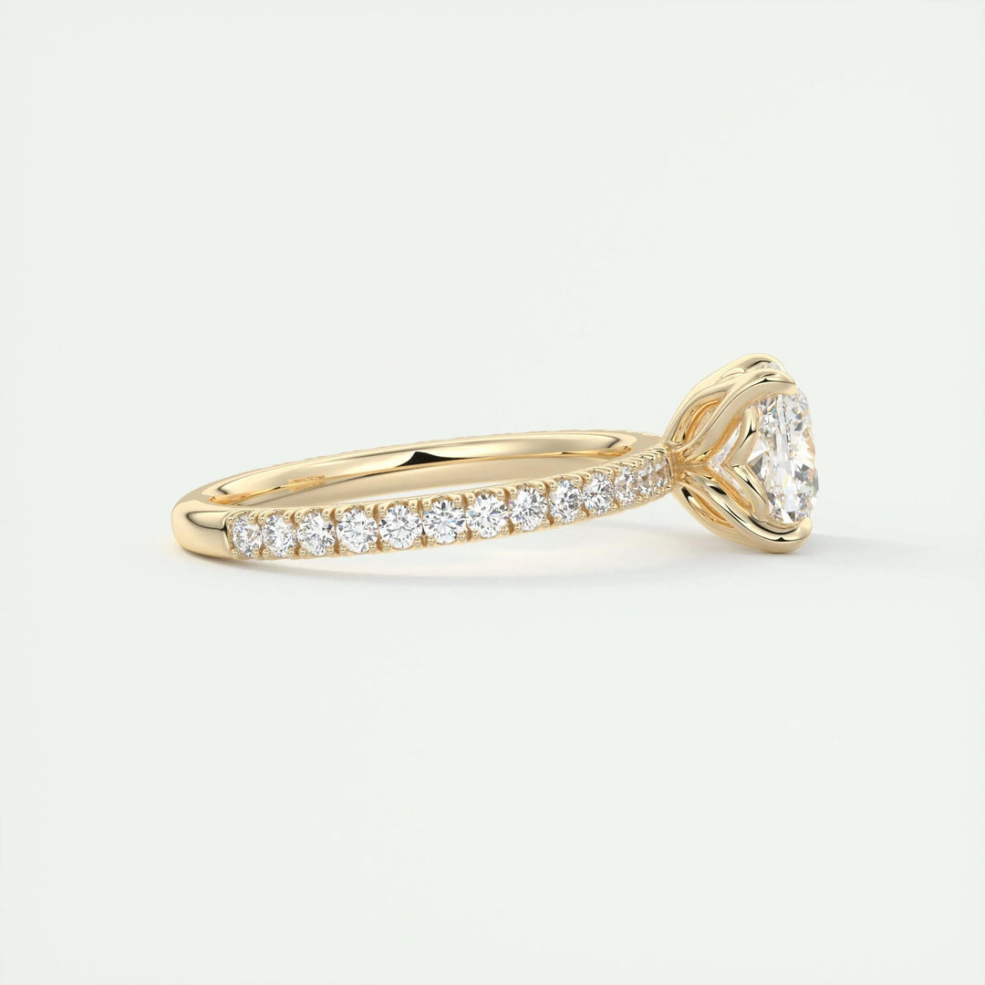 2ct Cushion F- VS1 Diamond Engagement Ring With Pave Setting