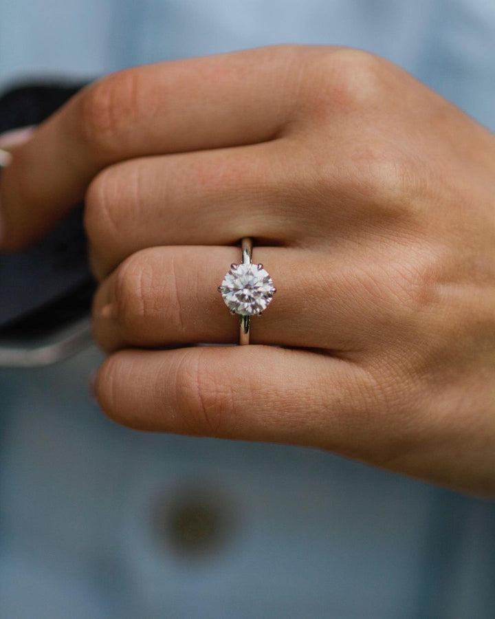 2.10 CT Rose Round Solitaire Moissanite Engagement Ring
