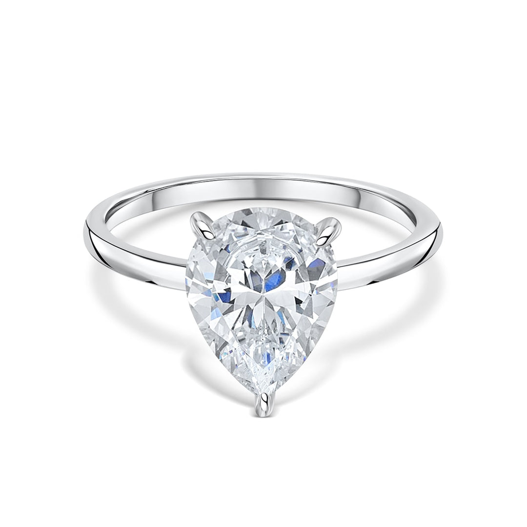 1.33 CT Pear Solitaire Moissanite Engagement Ring With Hidden Halo Setting