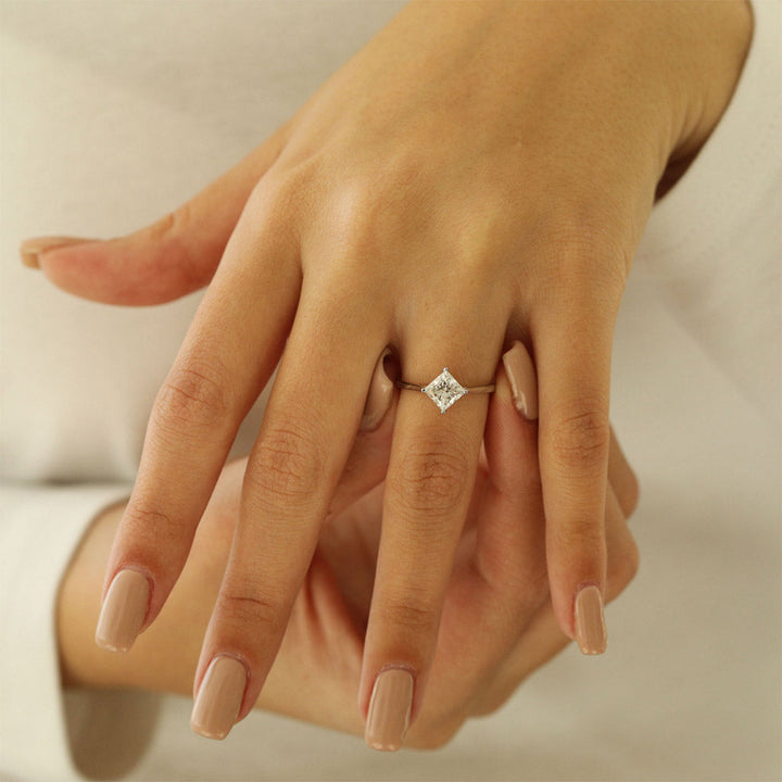 1.18 CT Princess Cut Solitaire Moissanite Engagement Ring