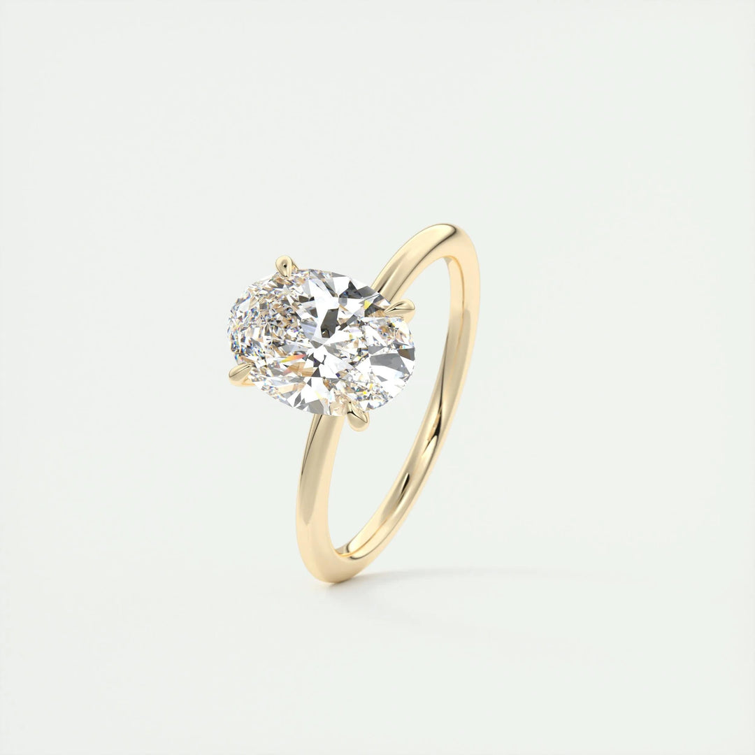 Exquisite 2ct Oval F-VS1 Lab-Grown Diamond Solitaire Engagement Ring in 14K or 18K Solid Gold, Certified by IGI