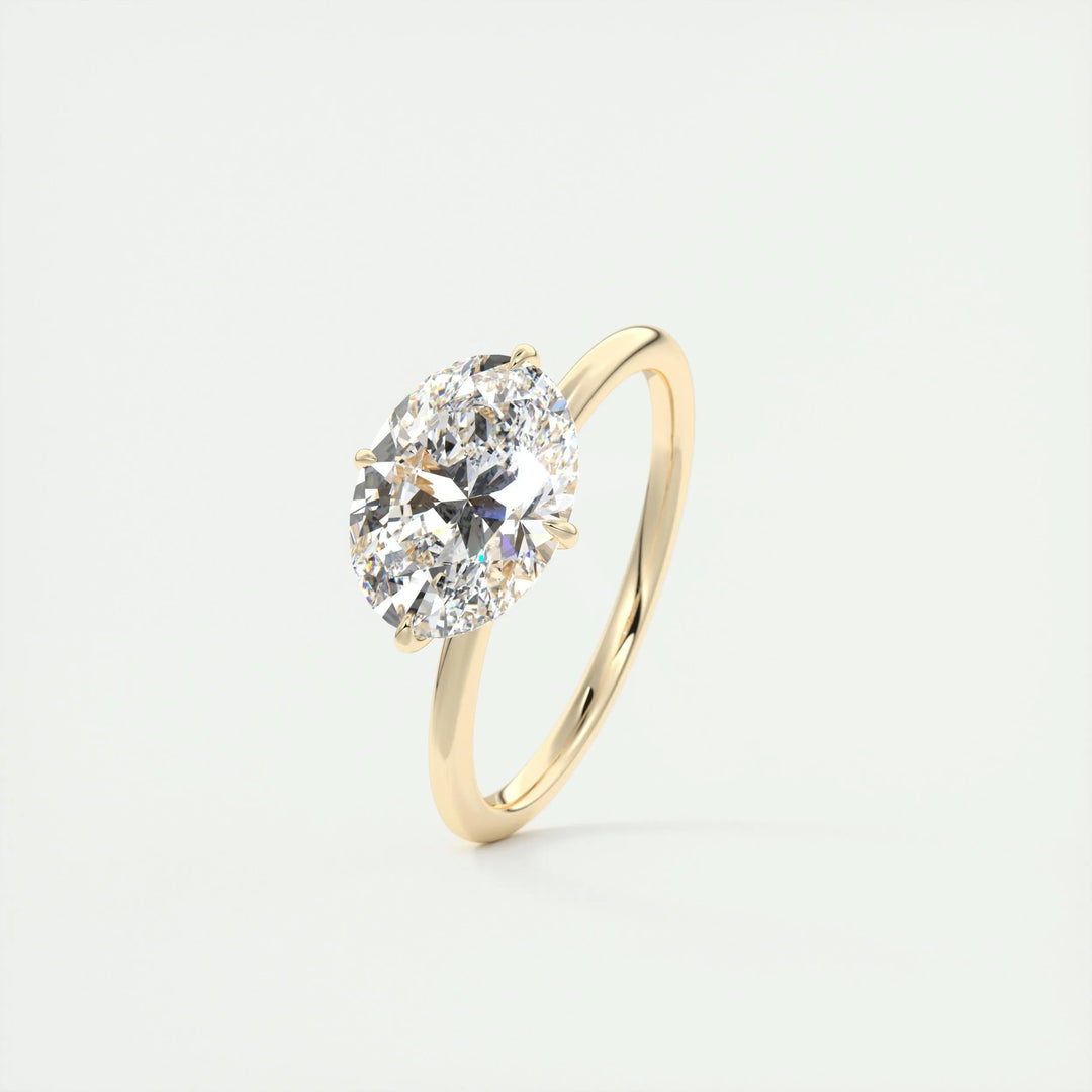 IGI Certified 2-Carat Oval F-VS1 Lab-Grown Diamond Engagement Ring with Hidden Halo Setting in 14K and 18K Solid Gold