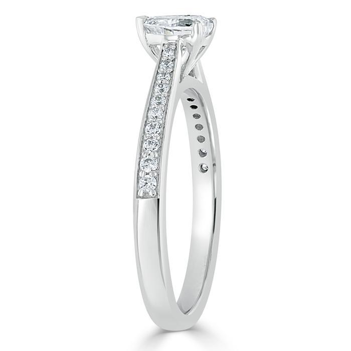 1.0 CT Heart Cut Solitaire Channel Pave Moissanite Engagement Ring