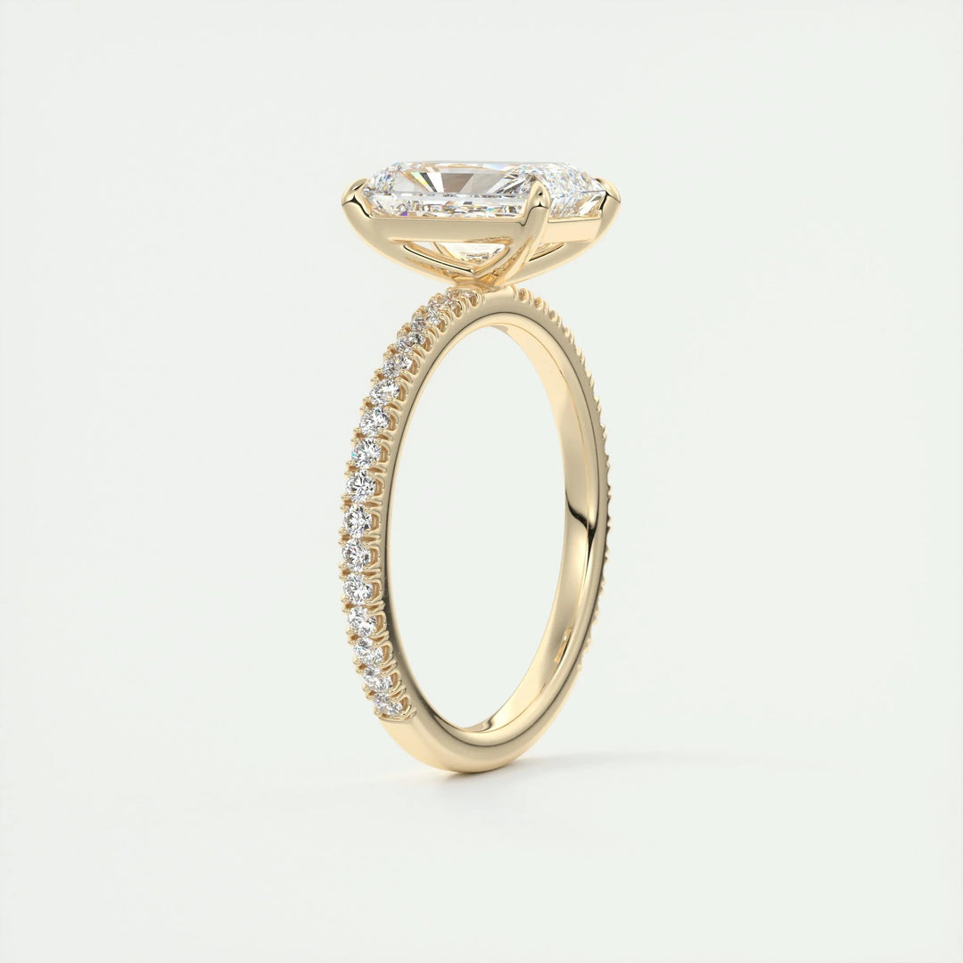IGI Certified 2ct Radiant Cut F-VS1 Lab-Grown Diamond Engagement Ring with Pave Setting in 14K or 18K Solid Gold