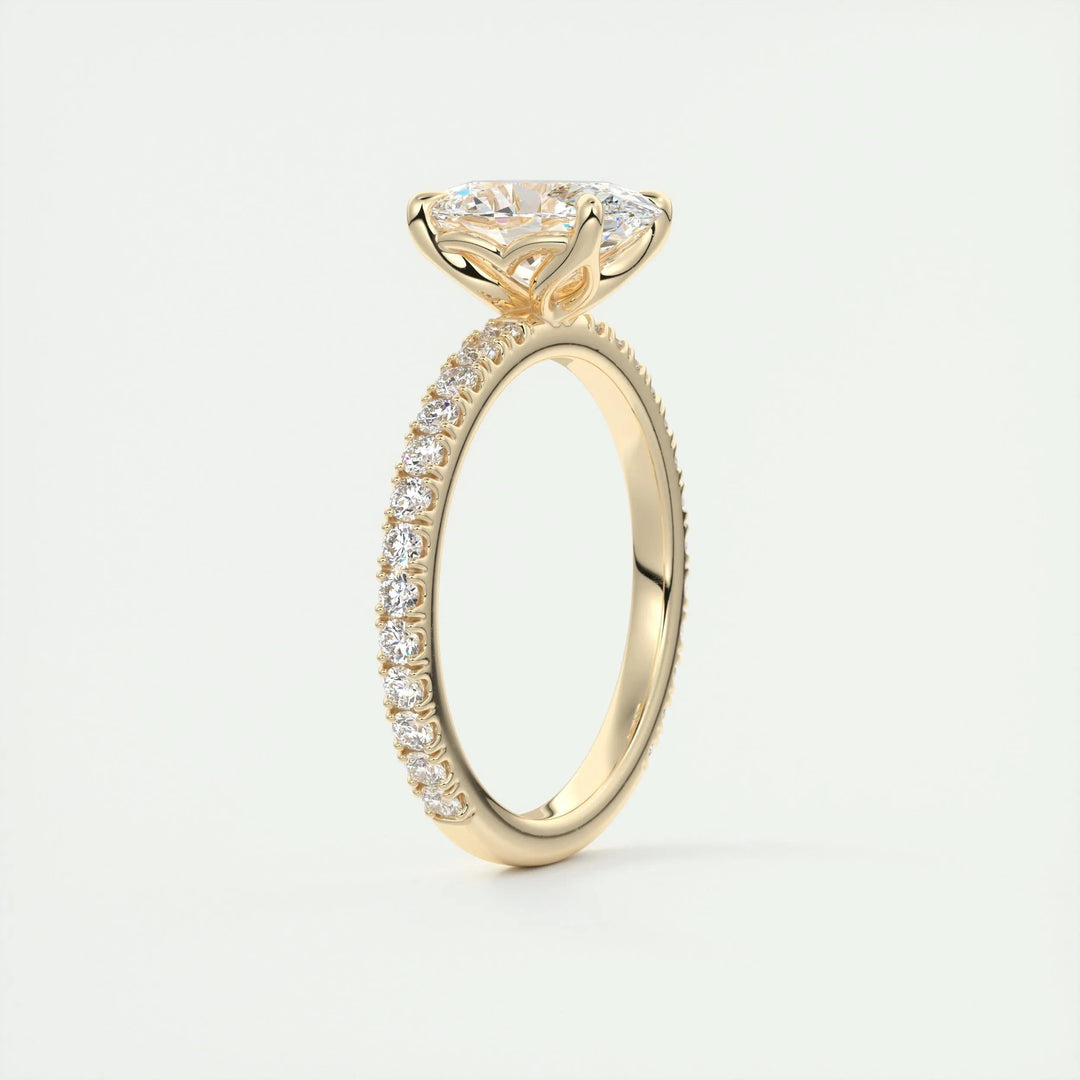 1.5ct Oval F- VS1 Diamond Pave Engagement Ring