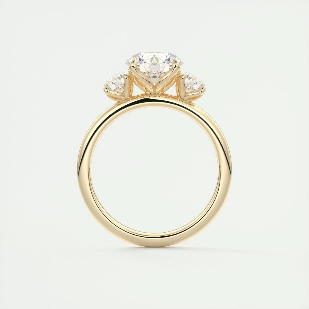 1.5ct Round F- VS1 Diamond 3 Stones Engagement Ring
