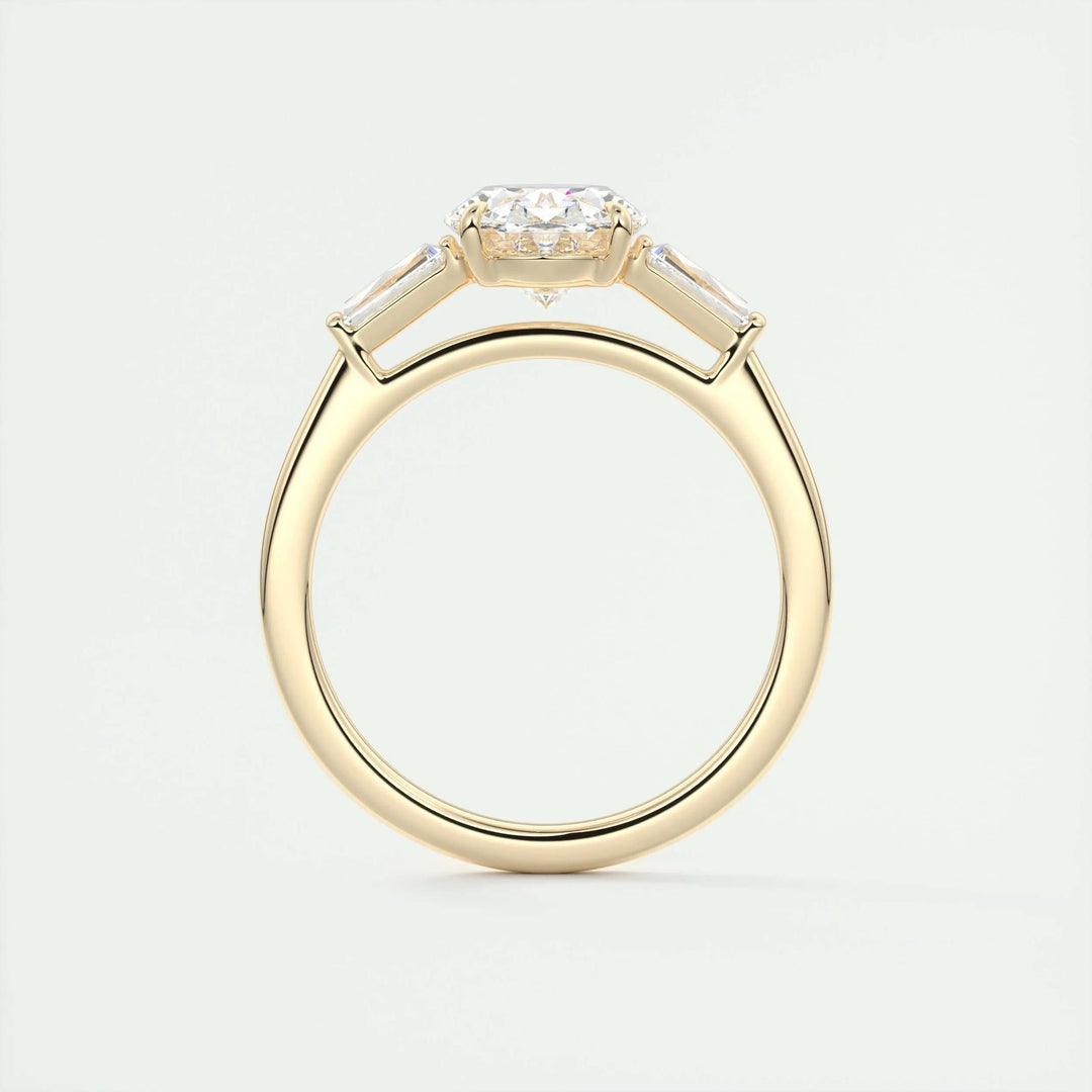 2ct Oval F- VS1 Diamond 3 Stones Engagement Ring