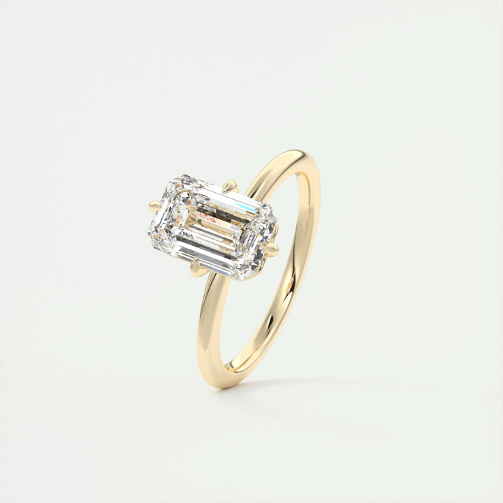 IGI Certified 2ct F-VS1 Emerald Cut Lab Grown Diamond Solitaire Engagement Ring in 14K or 18K Solid Gold