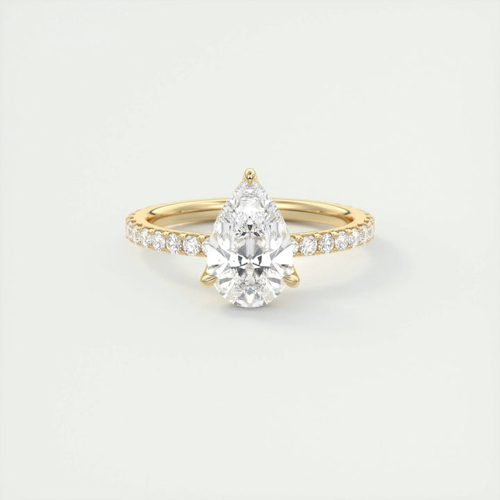 2ct Pear F- VS1 Diamond Pave Engagement Ring
