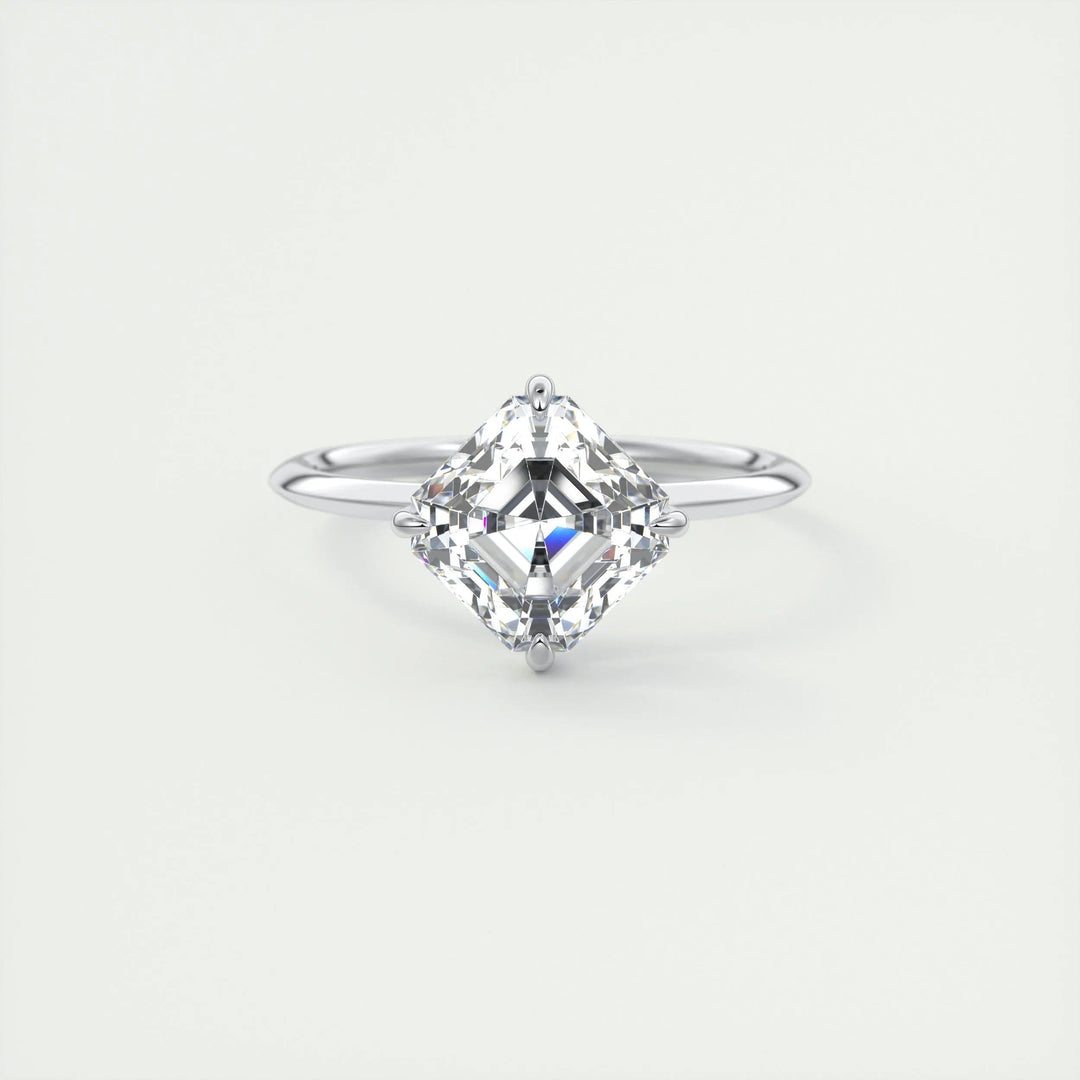 IGI Certified 2ct F-VS1 Asscher Cut Lab-Grown Diamond Solitaire Engagement Ring in 14K or 18K Solid Gold