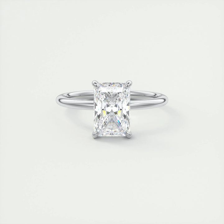 2ct Radiant F- VS1 Diamond  Engagement Ring With Hidden Halo Setting