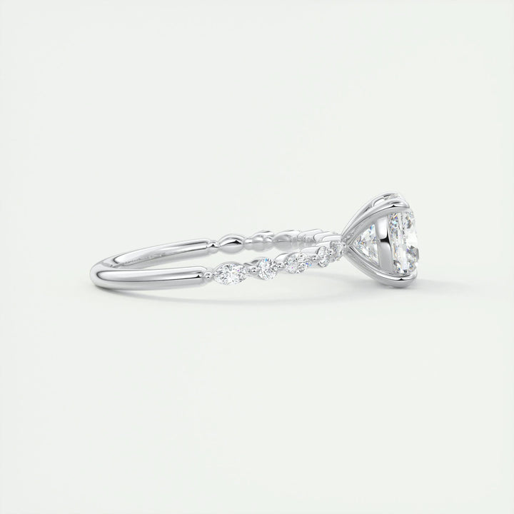 2ct Cushion F- VS1 Diamond Engagement Ring With Pave Setting