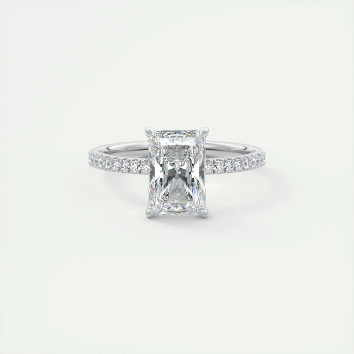 IGI Certified 2ct Radiant Cut F-VS1 Lab-Grown Diamond Engagement Ring with Pave Setting in 14K or 18K Solid Gold