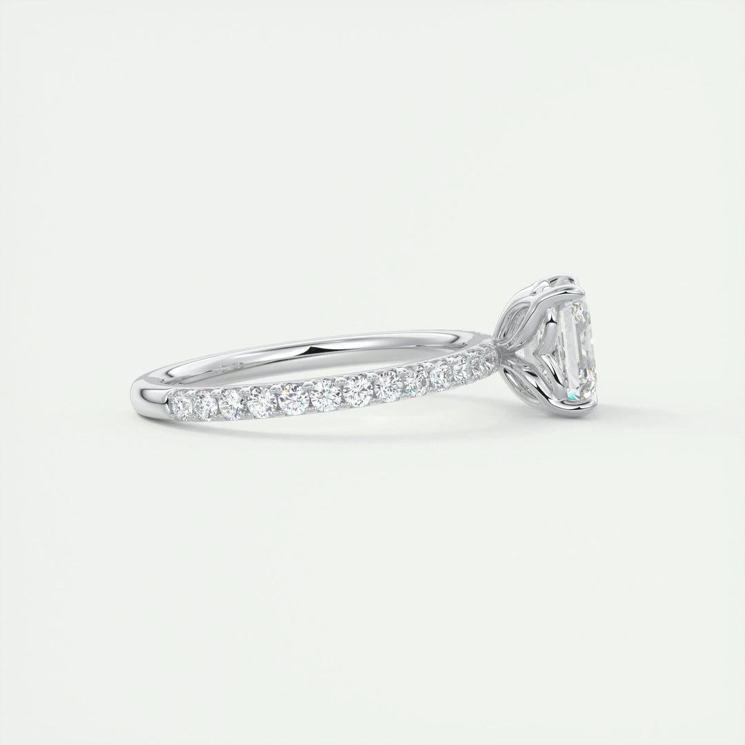 2ct Asscher F- VS1 Diamond Engagement Ring With Pave Setting
