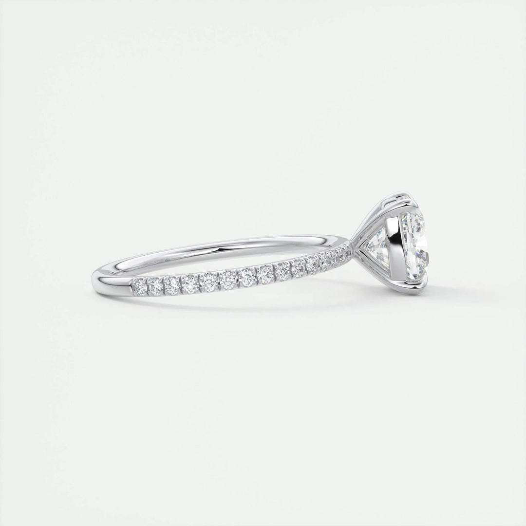 2ct Cushion F- VS1 Diamond Engagement Ring With Pave Setting