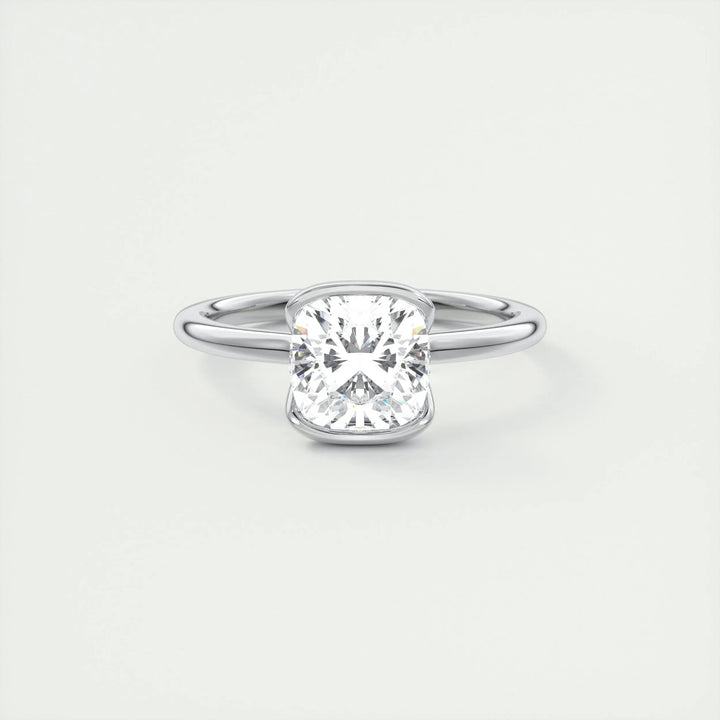 2ct Cushion F- VS1 Diamond Solitaire Engagement Ring