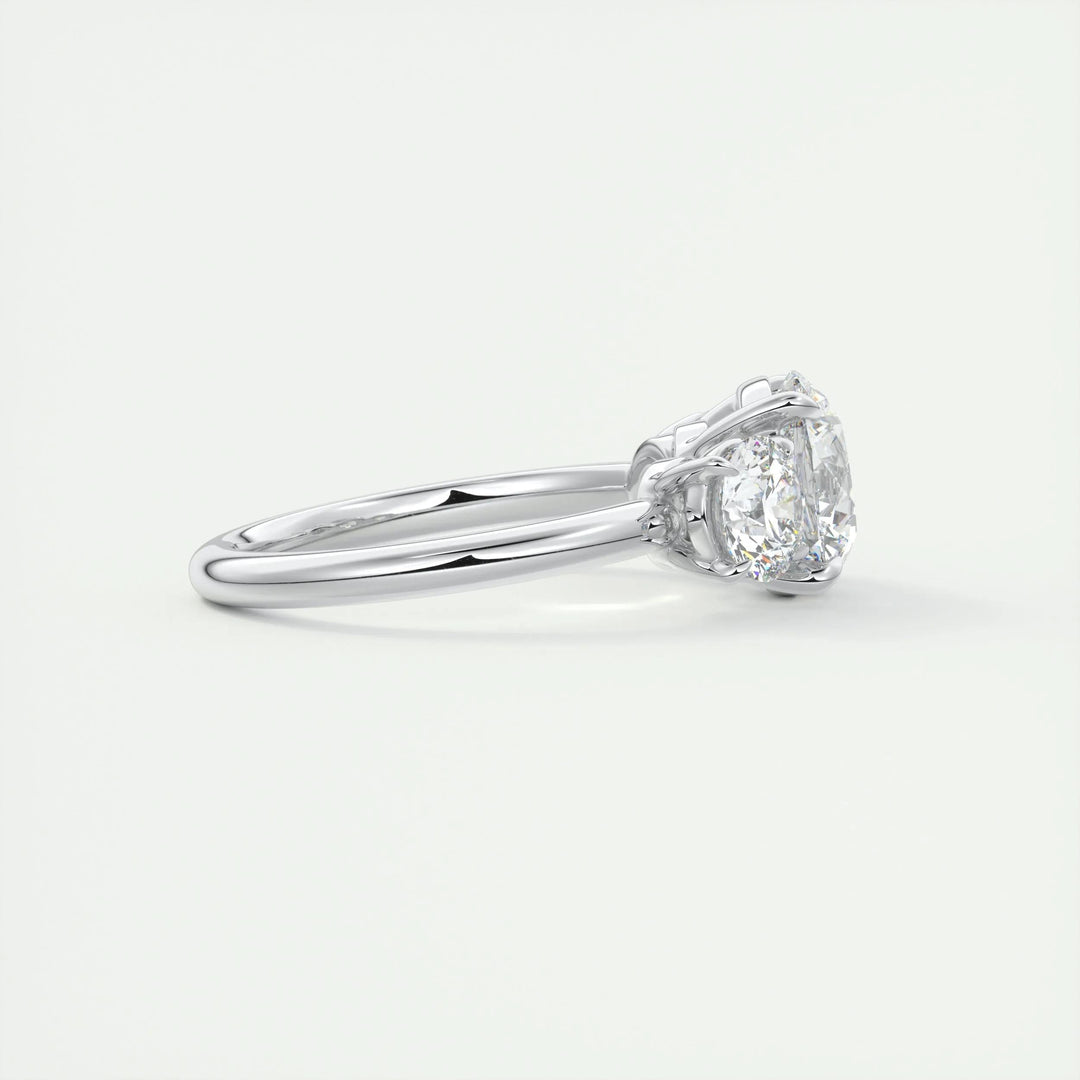 2ct Round Shaped  Diamond 3 Stones Engagement Ring With F- VS1 Clarity