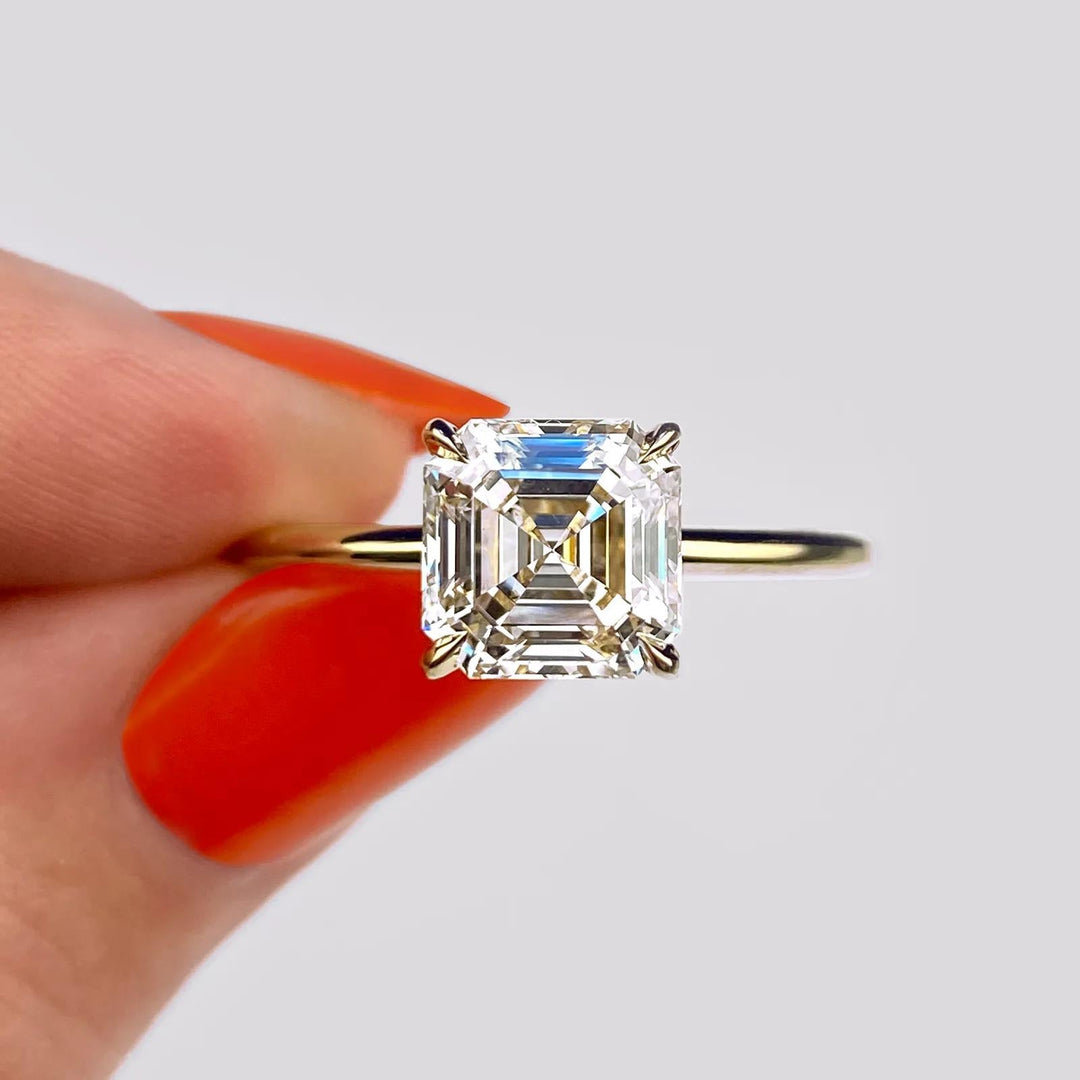 Exquisite 2ct Asscher Cut Lab-Grown Diamond Solitaire Engagement Ring in 14K or 18K Solid Gold - IGI Certified, F Color, VS1 Clarity