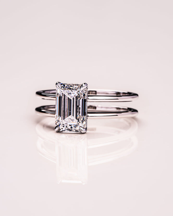 2.30 CT Emerald Cut Solitaire Moissanite Engagement Ring
