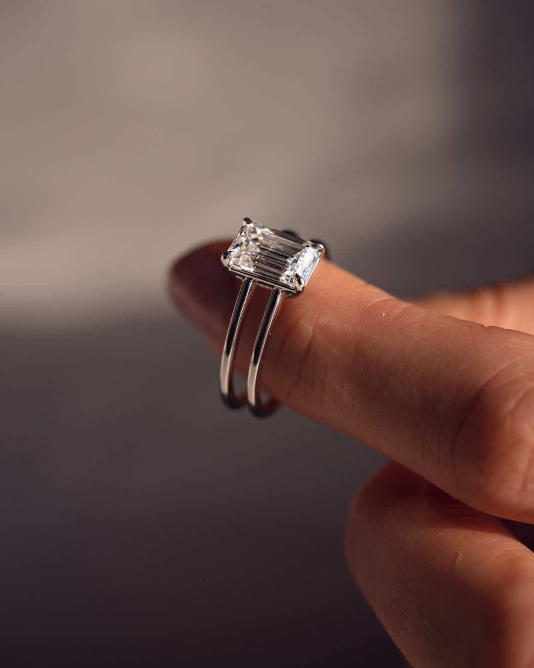 2.30 CT Emerald Cut Solitaire Moissanite Engagement Ring