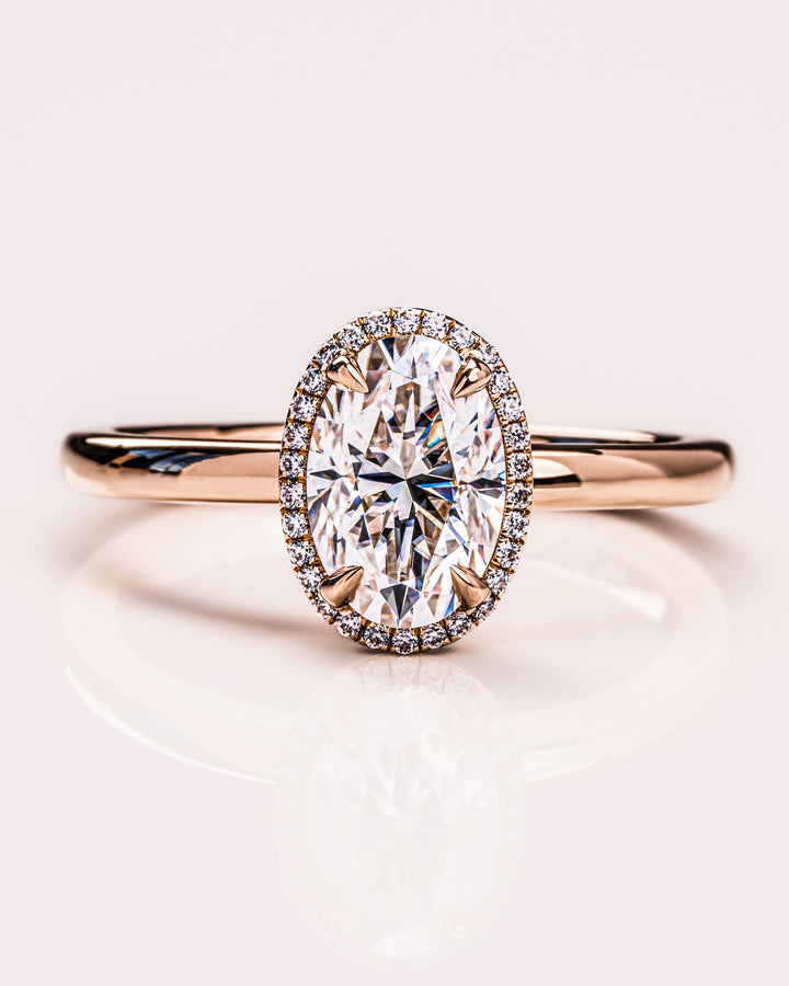 1.80 CT Oval Cut Halo Moissanite Engagement Ring