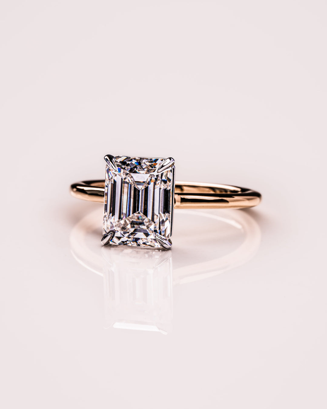 2.3 CT Emerald Cut Solitaire Moissanite Engagement Ring